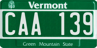 VT license plate CAA139