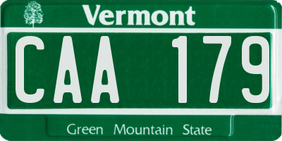 VT license plate CAA179
