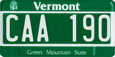 VT license plate CAA190