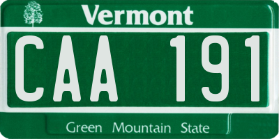 VT license plate CAA191