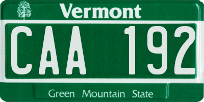 VT license plate CAA192