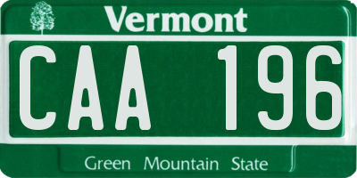 VT license plate CAA196
