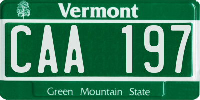 VT license plate CAA197