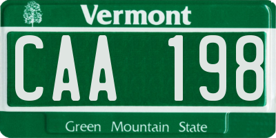 VT license plate CAA198