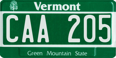 VT license plate CAA205