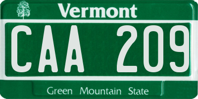 VT license plate CAA209