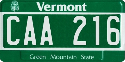 VT license plate CAA216