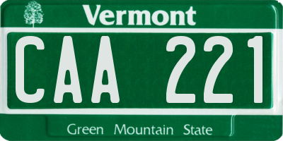 VT license plate CAA221