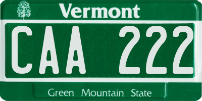 VT license plate CAA222
