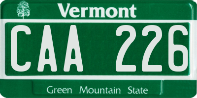 VT license plate CAA226