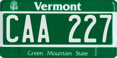 VT license plate CAA227