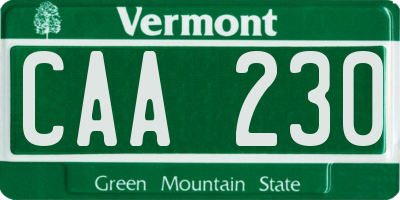 VT license plate CAA230
