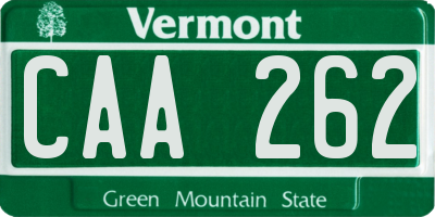 VT license plate CAA262