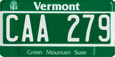 VT license plate CAA279