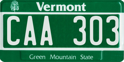 VT license plate CAA303