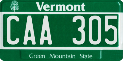 VT license plate CAA305