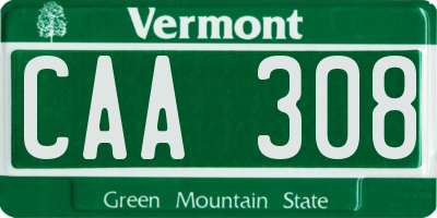 VT license plate CAA308