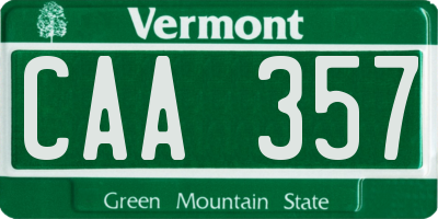 VT license plate CAA357