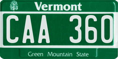 VT license plate CAA360