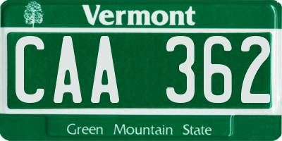 VT license plate CAA362