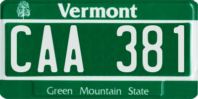 VT license plate CAA381