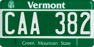 VT license plate CAA382