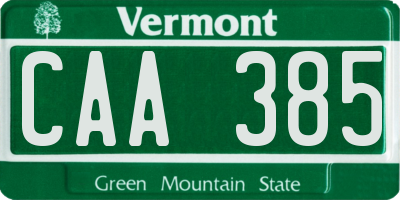 VT license plate CAA385