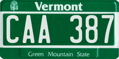 VT license plate CAA387