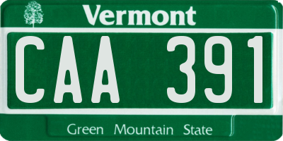 VT license plate CAA391