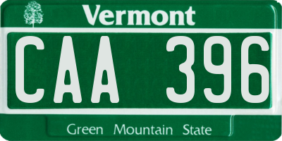 VT license plate CAA396