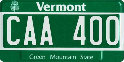 VT license plate CAA400