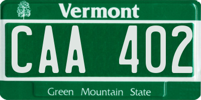 VT license plate CAA402