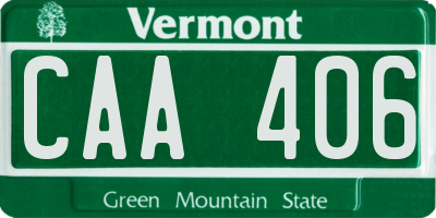VT license plate CAA406
