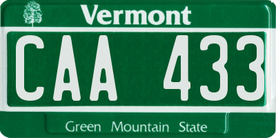 VT license plate CAA433