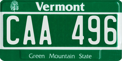 VT license plate CAA496