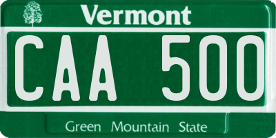VT license plate CAA500