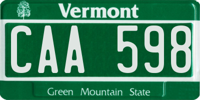 VT license plate CAA598