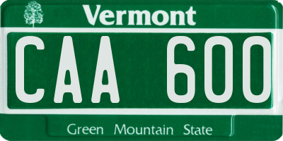 VT license plate CAA600