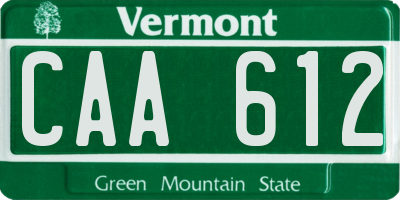 VT license plate CAA612
