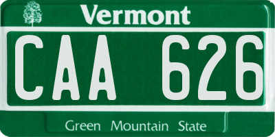 VT license plate CAA626