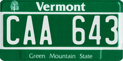 VT license plate CAA643