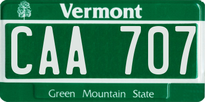 VT license plate CAA707
