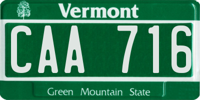 VT license plate CAA716