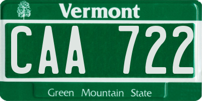 VT license plate CAA722