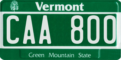 VT license plate CAA800