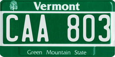 VT license plate CAA803