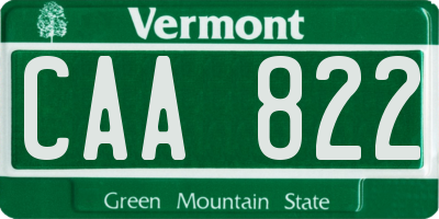 VT license plate CAA822