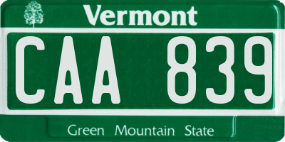 VT license plate CAA839