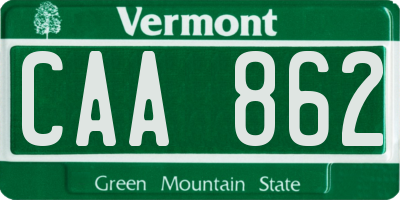 VT license plate CAA862