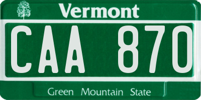 VT license plate CAA870